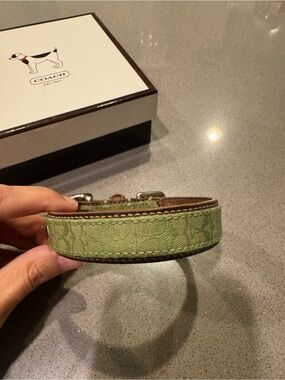 Coach Signature Green Dog Collar size XS